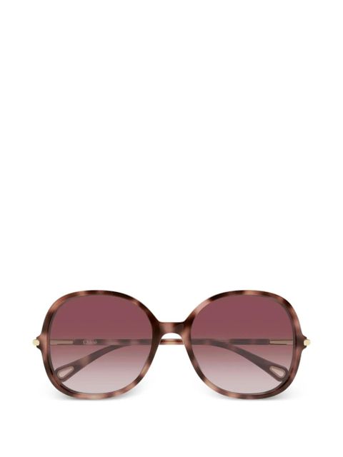 Chloé Eyewear tortoiseshell-effect round-frame sunglasses - Brown - zdjęcie produktu nr 1
