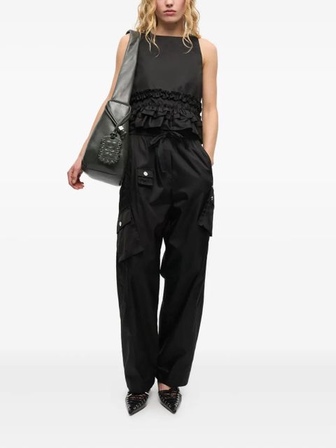 GANNI logo-tag leather shoulder bag - Black