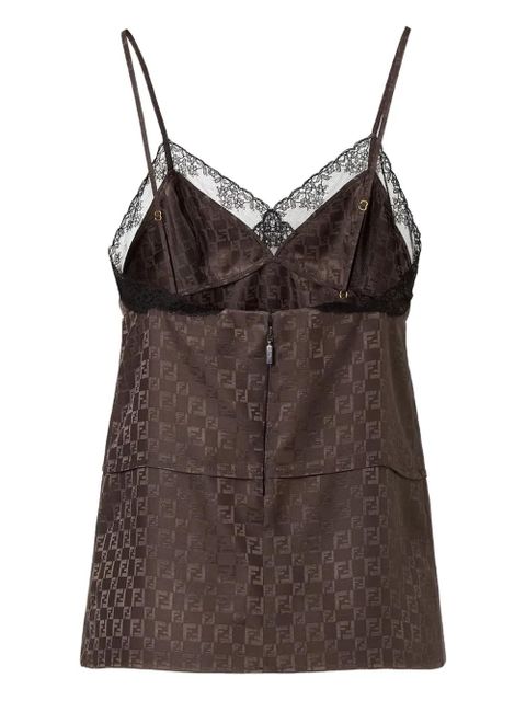 FENDI jacquard FF lace-trimmed top - Brown - zdjęcie produktu nr 2