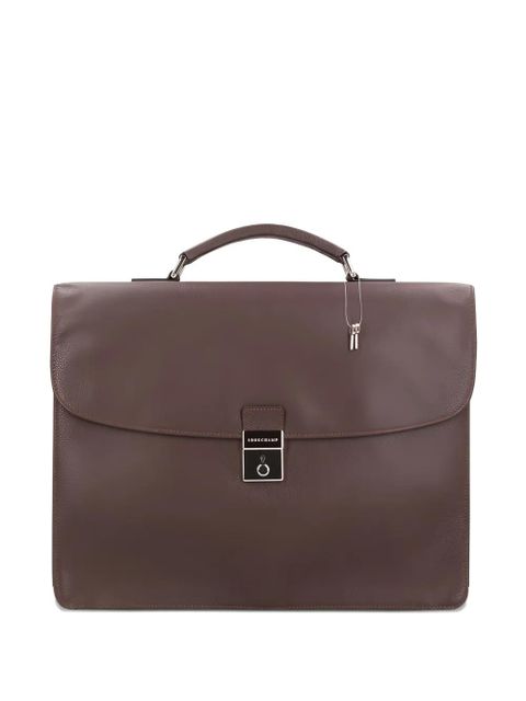 Longchamp lock-clasp leather laptop bag - Brown - zdjęcie produktu nr 1
