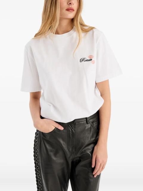 ROTATE BIRGER CHRISTENSEN logo-embroidered lip-detail T-shirt - White