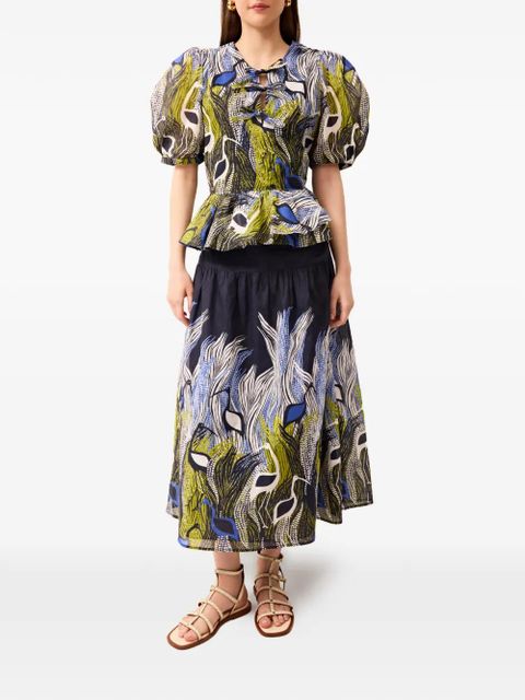 Marie Oliver Estella puff-sleeve peplum blouse - Green - zdjęcie produktu nr 2