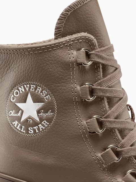 Converse botki skórzane Chuck 70 De Luxe Heel damskie kolor brązowy na słupku lekko ocieplone A13064C
