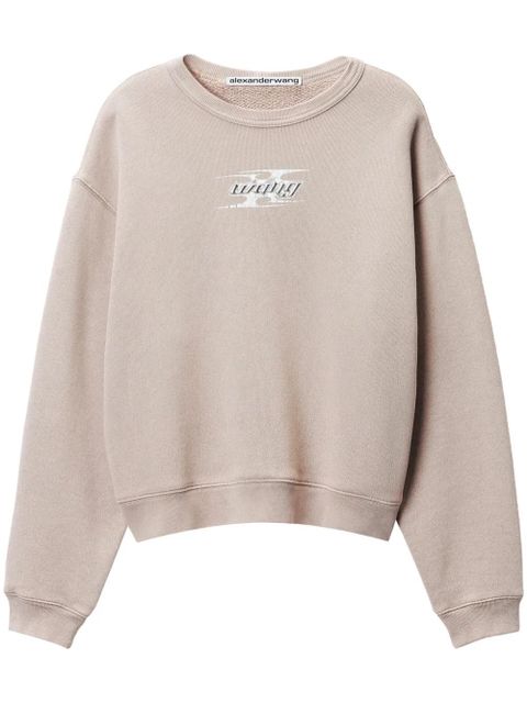 Alexander Wang logo-print cotton sweatshirt - Neutrals - zdjęcie produktu nr 1