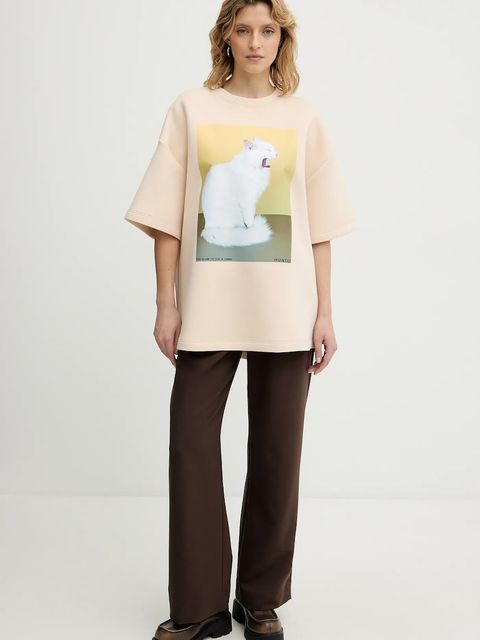 MUNTHE t-shirt RAPLOI damski kolor beżowy 254112525463