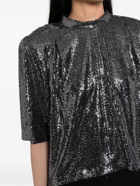 MARANT ÉTOILE Delfi rhinestone blouse - Silver