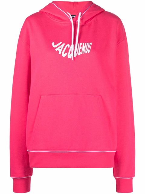 Jacquemus logo wave print hoodie - Pink