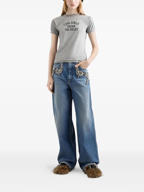 Dolce & Gabbana distressed slogan-print T-shirt - Grey - zdjęcie produktu nr 2