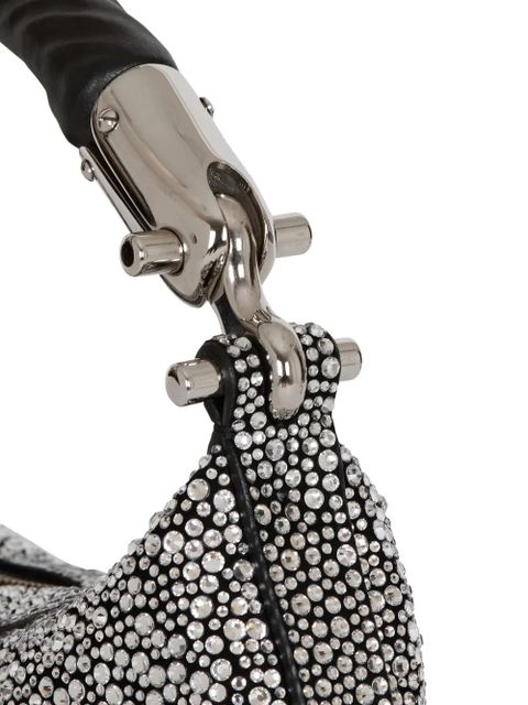 Balmain mini Ebene suede crystal tote bag - Silver