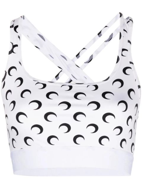 Marine Serre Crescent Moon-print crop top - White - zdjęcie produktu nr 1