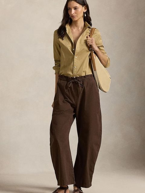 Polo Ralph Lauren koszula bawełniana damska kolor brązowy regular z kołnierzykiem klasycznym 211A92177 - zdjęcie produktu nr 2