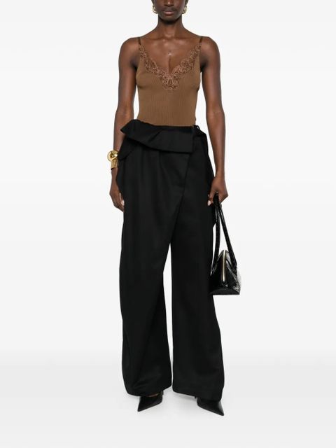 Saint Laurent lace-panel V-neck top - Brown - zdjęcie produktu nr 2