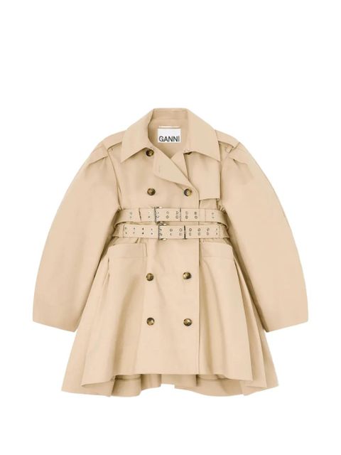 GANNI peplum-waist double-belted trench coat - Neutrals - zdjęcie produktu nr 1