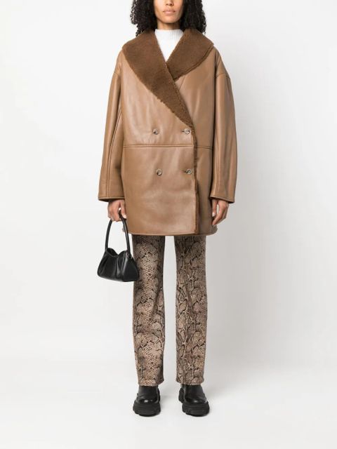 LouLou de Saison Namo double-breasted shearling-lined coat - Brown