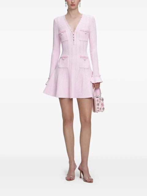 Self-Portrait pearl-embellishment mini dress - Pink - zdjęcie produktu nr 1