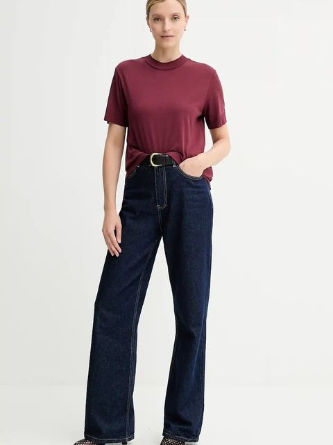 Calvin Klein t-shirt damski kolor bordowy LV044B206G