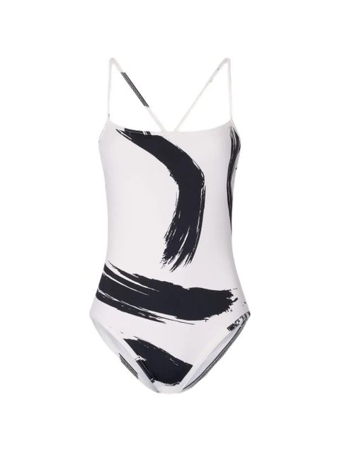 LouLou de Saison criss-crossing straps printed swimsuit - White - zdjęcie produktu nr 1