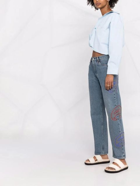ETRO rhinestone-embellished paisley jeans - Blue