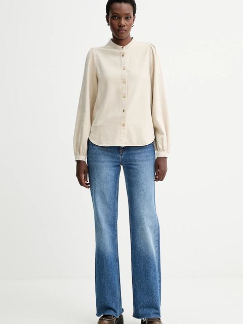 Rag & Bone koszula damska kolor beżowy regular ze stójką RJ0225FSUSS