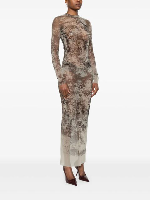 Jean Paul Gaultier graphic-print maxi dress - Neutrals