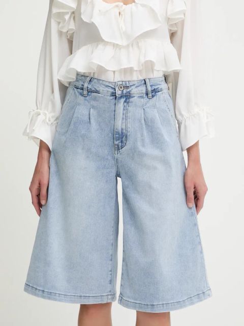 Answear.LAB szorty jeansowe damskie kolor niebieski gładkie high waist