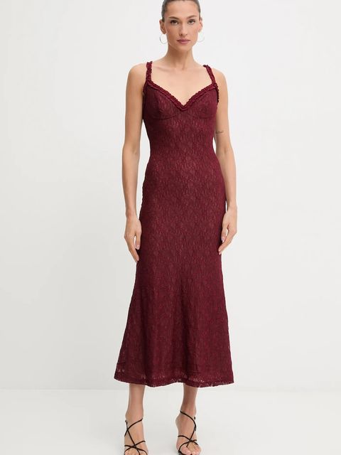 Bardot sukienka kolor bordowy maxi rozkloszowana 59964DB - zdjęcie produktu nr 1