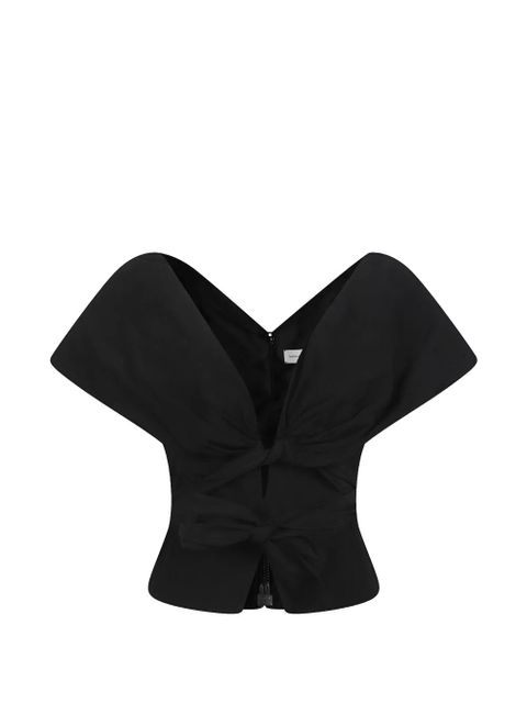 Magda Butrym knotted V-neck top - Black - zdjęcie produktu nr 1