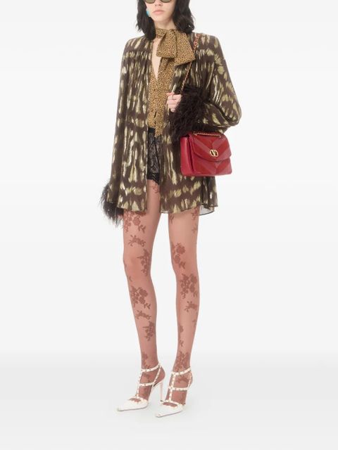 Valentino Garavani Djuna medium chain bag in suede and nappa with chevron pattern - Red