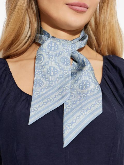 Tory Burch pattern silk scarf - Blue