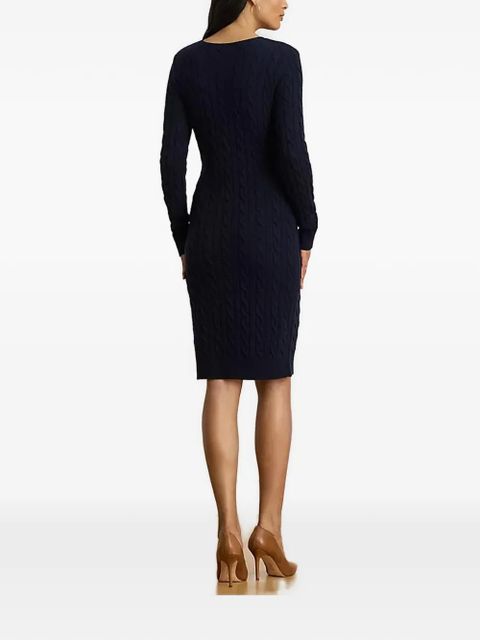 Lauren Ralph Lauren cable-knit long-sleeve midi dress - Blue