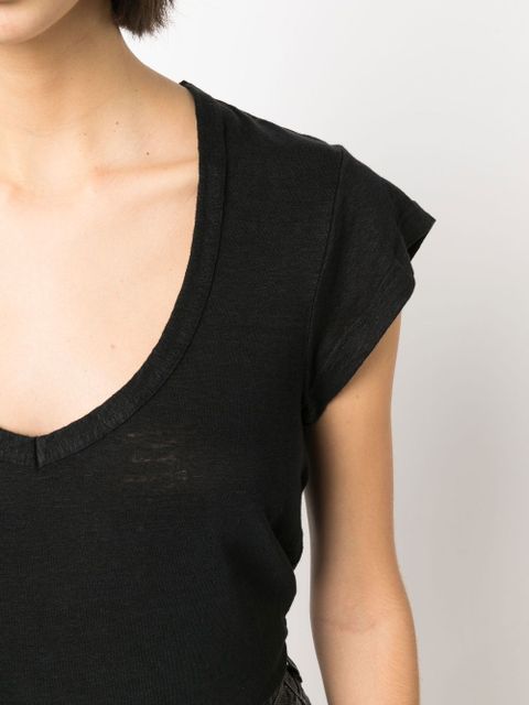 MARANT ÉTOILE Zankou linen short-sleeve top - Black