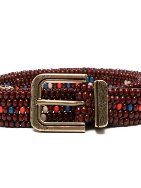 ETRO beaded buckle belt - Brown