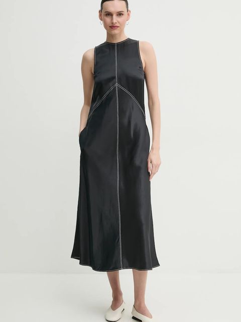 Day Birger et Mikkelsen sukienka z domieszką lnu Aurora kolor czarny maxi rozkloszowana DAY65243650 - zdjęcie produktu nr 1