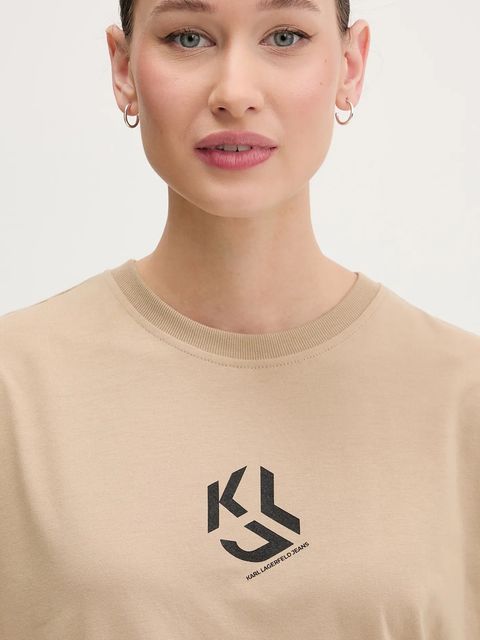 Karl Lagerfeld Jeans t-shirt damski kolor beżowy B1W17086