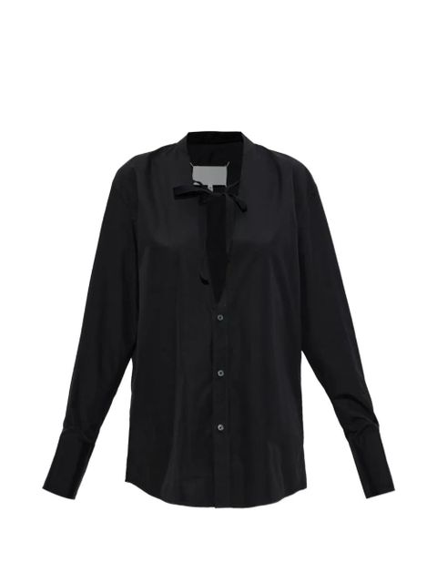 Maison Margiela frayed-edge tie-fastening shirt - Black - zdjęcie produktu nr 1