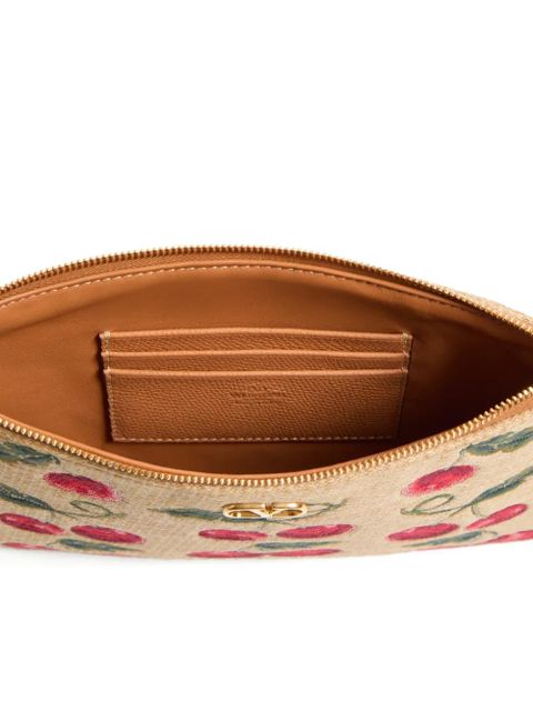 Valentino Garavani VLogo Signature Cherryfic-print clutch bag - Neutrals