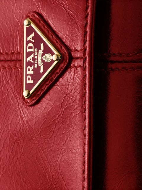 Prada logo-plaque leather bag - Red
