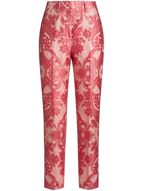 ETRO paisley-jacquard cigarette trousers - Red - zdjęcie produktu nr 1