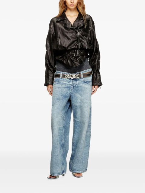 Diesel L-Oys asymmetric-zip leather jacket - Black