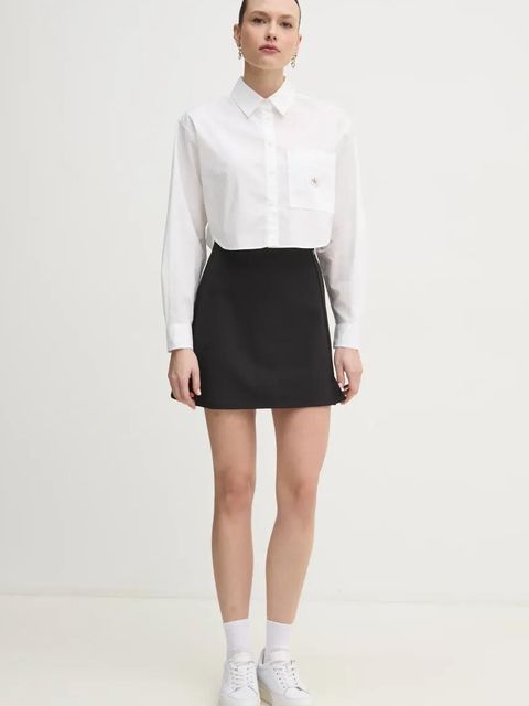 Calvin Klein Jeans koszula bawełniana damska kolor biały relaxed z kołnierzykiem klasycznym J20J225078 - zdjęcie produktu nr 2