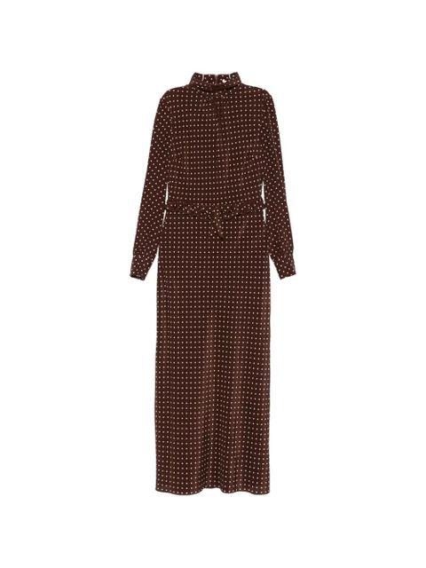 Alessandra Rich polka dot print high-neck midi dress - Brown - zdjęcie produktu nr 1