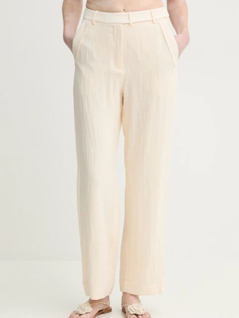 MUNTHE spodnie FARRIS damskie kolor beżowy proste high waist 251141725112 - zdjęcie produktu nr 1