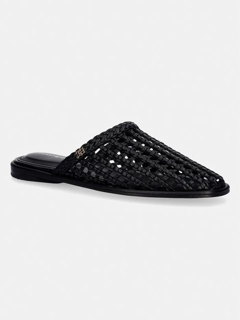 Tommy Hilfiger klapki damskie HILFIGER LEATHER MIX FLAT MULE - zdjęcie produktu nr 1