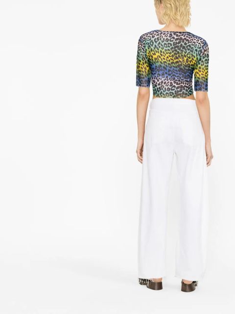 GANNI leopard-print crop T-shirt - Green - zdjęcie produktu nr 2