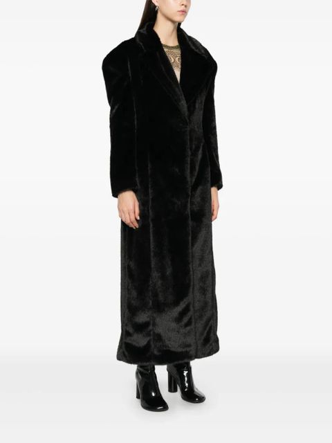 GCDS scarf-detail faux-fur coat - Black