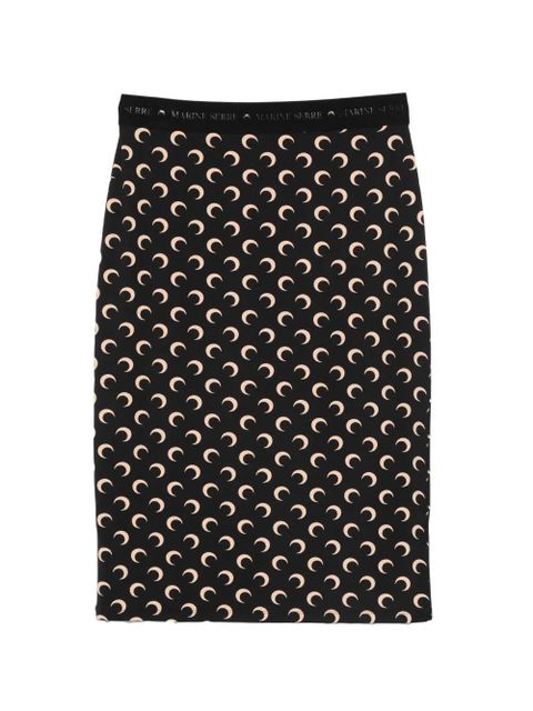 Marine Serre moon-print midi skirt - Black - zdjęcie produktu nr 1
