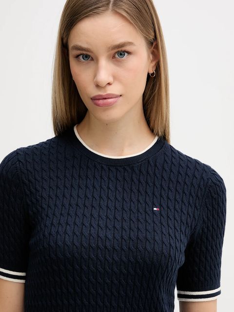 Tommy Hilfiger sweter bawełniany kolor granatowy lekki WW0WW41787