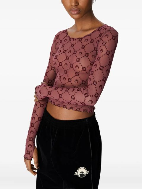Marine Serre moonogram flocked mesh top - Pink - zdjęcie produktu nr 2