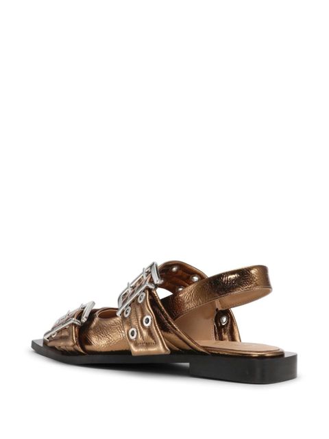 GANNI metallic feminine ballerina shoes - Brown