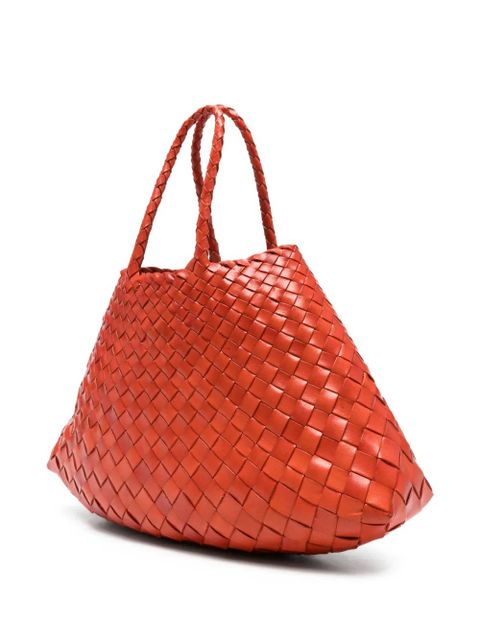 DRAGON DIFFUSION small Santa Croce woven leather shoulder bag - Orange
